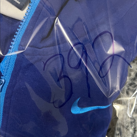 Nike‎ Blue Purple Full Zip Long Hoodie Varsity Stripe 
Workout Gym Running M - Picture 15 of 16